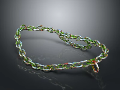 Colorful Metal Chain With Multicolored Links Shiny Surface And Decorative Design 3d model