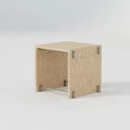 Simple Square Wooden Stool With Particleboard Surface And Metal Joints 3d model
