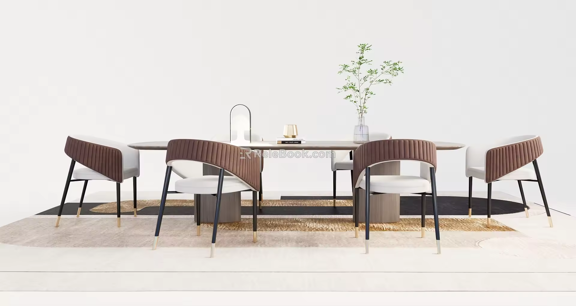 Dining Table Dining Chair Combination Fabric Dining Chair Simple Style Dining Table Dining Chair 3d model