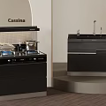 Modern Black Cassina Kitchen Appliances With Integrated Stove And Sink Cabinet Design