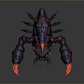 Black Scorpion Character Design With Red Glowing Lava Like Appendages And Sharp Claws
