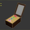 Jewelry Box With Open Wooden Case Holding Colorful Gemstone Rings Neatly Arranged
