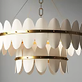 Elegant Modern Chandelier With White Oval Shaped Elements And Gold Metal Rings