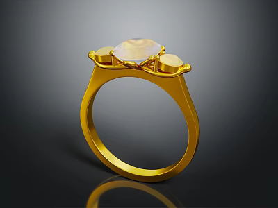 Gold Ring With White Pearl Gemstone Elegant Minimalist Fashion Accessory Design 3d model