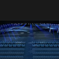 Modern Stage Design With Dynamic Blue Lighting And Audience Seats 3d model