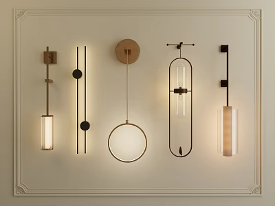 Modern Wall Lamps with Diverse Designs Metal Frames and Glass Shades for Home Interior 3d model