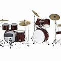 Classic Wooden Drum Set Musical Instrument With Multiple Drums Cymbals Stands And Pedals
