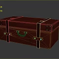Classic Red Vintage Trunk With Brown Leather Straps And Metal Studs