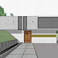 Modern Detached Villa Exterior Design With Paved Driveway Black Car And Lush Greenery