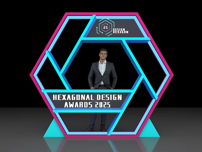 Hexagonal Design Awards 2025 Photo Spot With Neon Lighting Structure And Modern Design 3d model