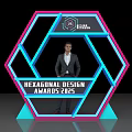 Hexagonal Design Awards 2025 Photo Spot With Neon Lighting Structure And Modern Design