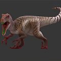 Realistic Dinosaur Model With Open Mouth Striped Skin Standing Pose