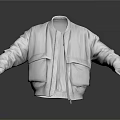 Gray Stand Collar Jacket With Loose Fit Long Sleeves Two Front Pockets And Zipper Closure