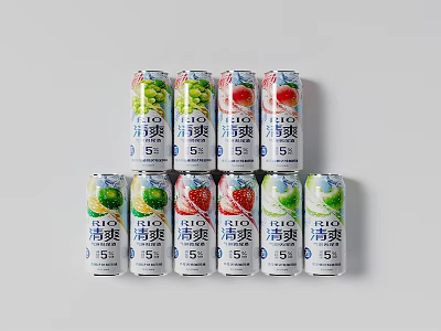Refreshing Canned Drinks With Various Fruit Flavors And Stacked H5 Series Colorful Designs 3d model
