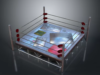Kids Bed With Wooden Frame Metal Rails And Red Comfortable Mattress For Home Use 3d model