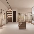 Bright Minimalist Modern Women Clothing Store Interior With Tidy Garments And Handbag Display Design