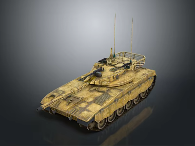 Modern Camouflage Military Tank With Turret Antennas Tracks And Exterior Design 3d model