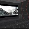 Spacious Modern Cinema Interior With Rows Of Comfortable Seats And Large Screen Soft Lighting
