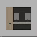 Modern Double Sink Vanity With Wall Mounted Mirrors And Light Wood Cabinets