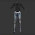 Black Leather Jacket With Blue Denim Jeans Casual Fashion Outfit Design