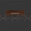 Two Outdoor Tables With Marble Top Metal Legs And Wooden Chairs Bench Set