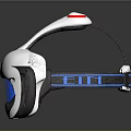 Modern White VR Headset With Blue Lenses And Adjustable Straps