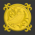 Golden Ornate Circular Hardware Tools With Intricate Carved Decorative Patterns
