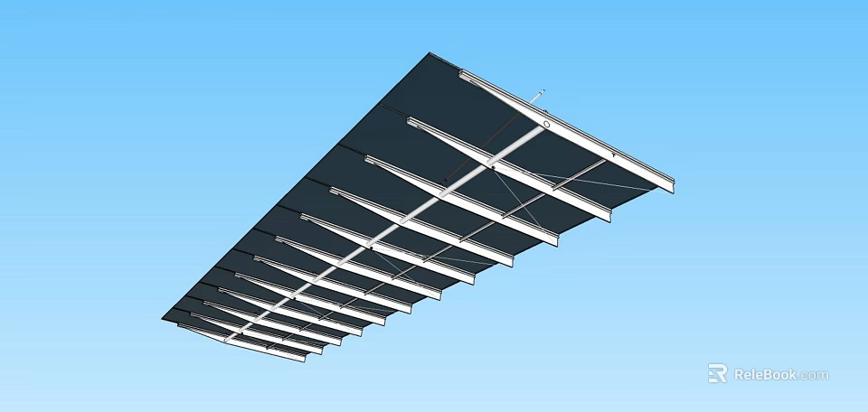 Modern Outdoor Awning Structure With Support Beams Against Blue Sky Background 3d model