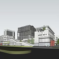 Modern Industrial Factory Building With Urban Roads Green Spaces And High Rise Structures