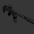 Submachine Gun With Tactical Scope Detachable Magazine Wooden Grip And Metal Body