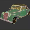 Vintage Green Convertible Car With Shiny Chrome Grille And Retro Design