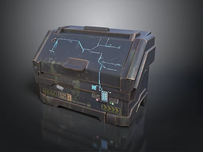 Military Style Utility Storage Box With Blue Lines Buttons And Durable Design 3d model