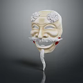 White Decorative Fashion Mask With Ornate Patterns Beard And Red Accents