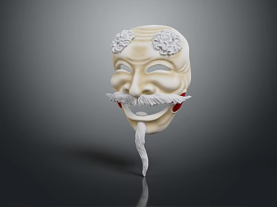 White Decorative Fashion Mask With Ornate Patterns Beard And Red Accents 3d model