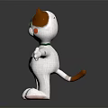 Cartoon Cat Character Figure With White Body Colorful Head Red Cheeks Green Collar And Pocket