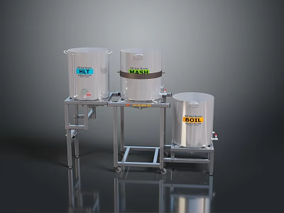 Stainless Steel Kettle And Boiler Containers With Metal Stand For Household Use 3d model