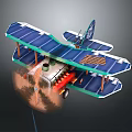 Handmade Biplane Model With Blue Wings Red Details And Structural Design 3d model