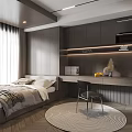 Tatami Bedroom Interior Design With Bed Desk Storage Cabinets And Soft Lighting