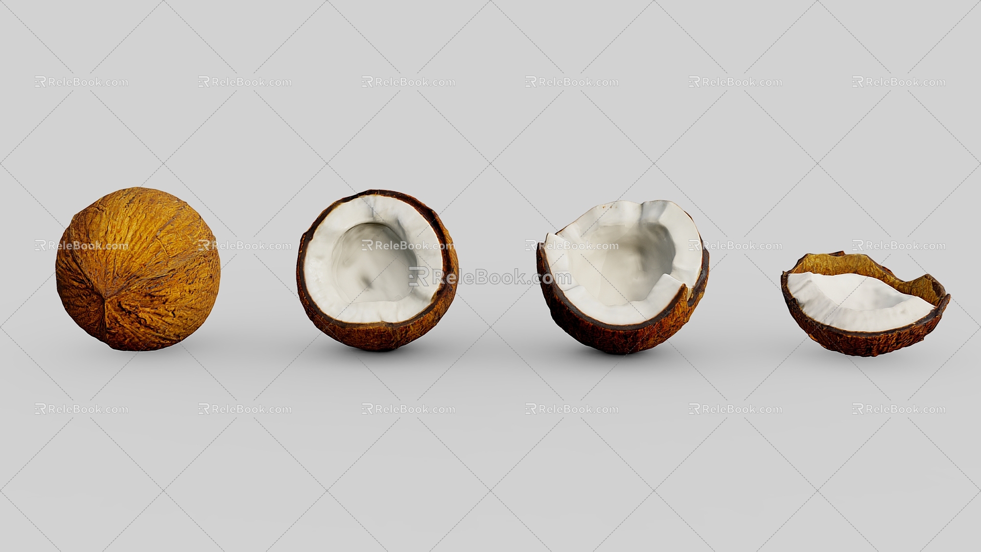 Coconut Scan Coconut Cartoon Coconut Cartoon Fruit Tropical Fruit 3d model