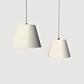 Two Modern Pendant Lights With White Fabric Shades Hanging From Ceiling 3d model