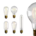 Vintage Clear Glass Light Bulbs With Different Filament Shapes And Gold Bases