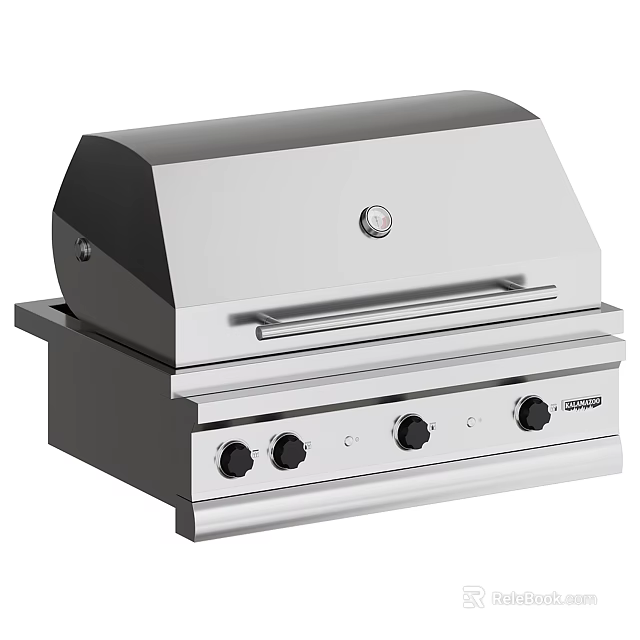 Stainless Steel Outdoor Grill With Built in Design And Control Knobs 3d model 