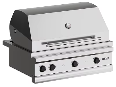 Stainless Steel Outdoor Grill With Built in Design And Control Knobs 3d model