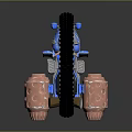Futuristic Blue Motorcycle With Circular Wheel And Pink Thrusters Design