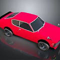 Vintage Red Two Door Sports Car With Black Roof And Shiny Wheels