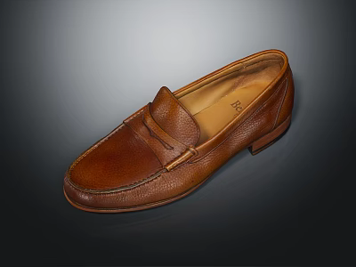 Classic Brown Leather Loafers With Slip On Style And Premium Material Design 3d model