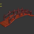 Architectural Stone Bridge Design With Orange Deck And Blue Glowing Elements