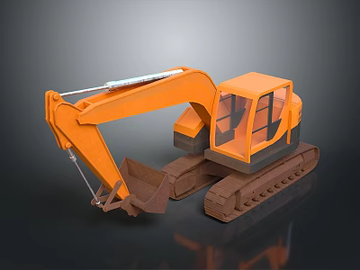 Orange Functional Vehicle With Tracks Bucket And Cab For Construction Work 3d model