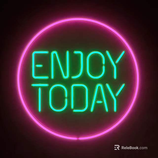Decorative Neon Light with Circular Design Pink Outer Ring Green Text ENJOY TODAY Wording 3d model 