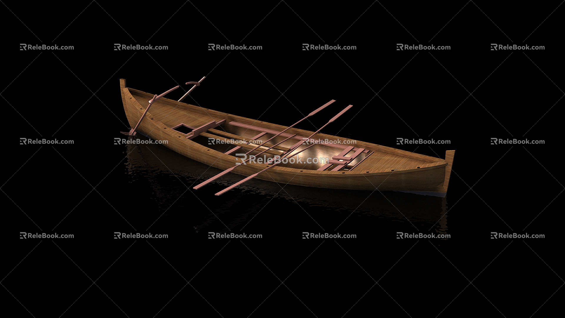 European-style boat small canoe 3d model